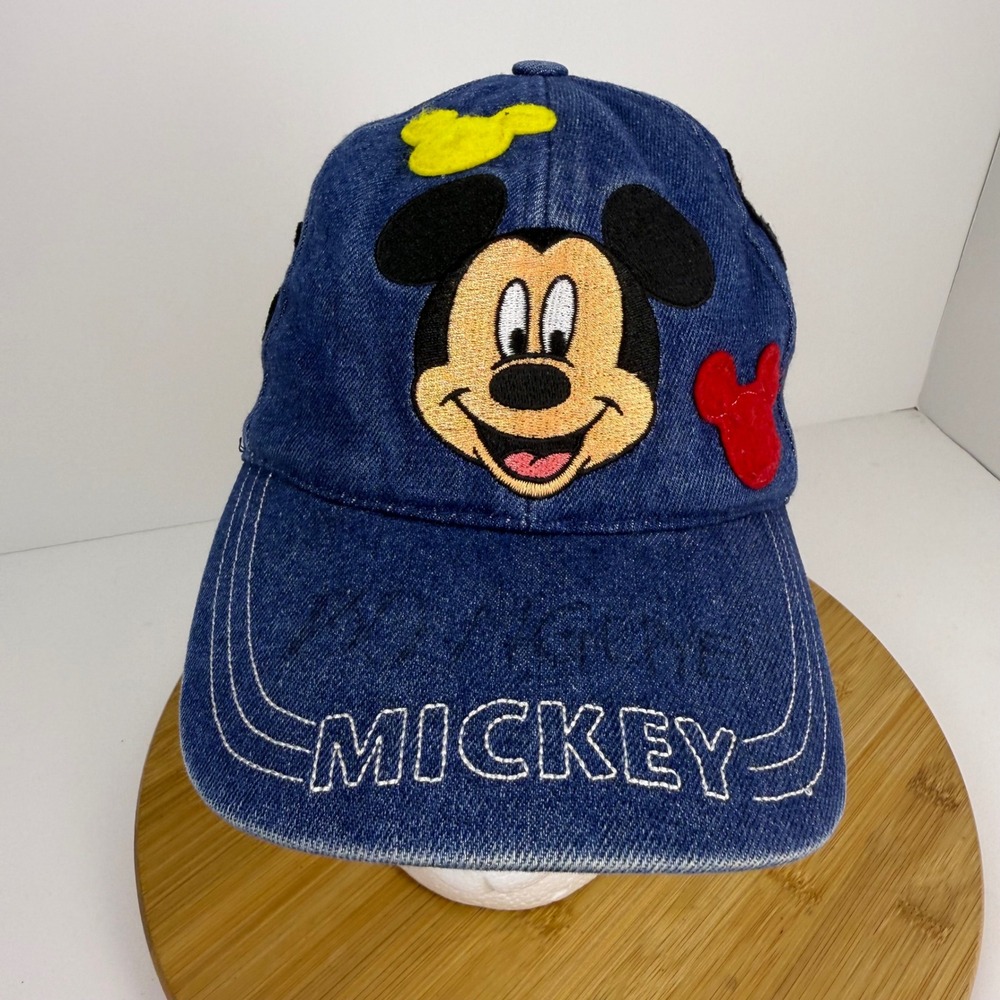 Kids Denim Mickey Mouse Baseball Cap Adjustable Disney Character‎ Embroidered